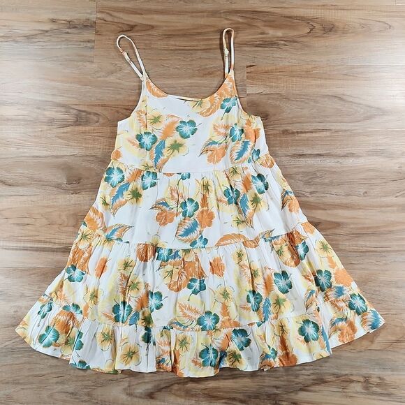 🔹️🔺️NWT Roxy White Lightweight Hibiscus Sun Dress XSmall - Picture 2 of 12